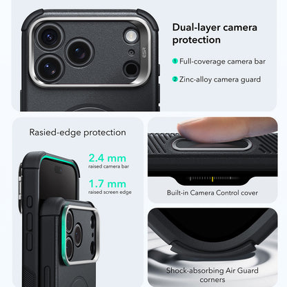 MagSafe Case for Apple iPhone 18 Pro Max / 17 Pro Max, ESR, Cyber Armor Kickstand, Black