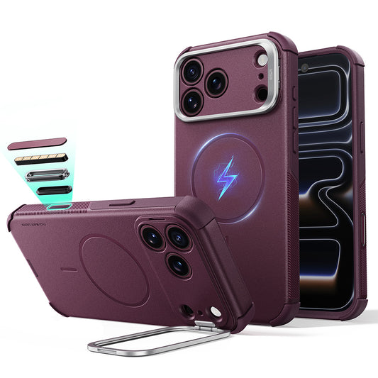 MagSafe Case for Apple iPhone 18 Pro Max / 17 Pro Max, ESR, Cyber Armor Kickstand, Dark Satin Burgundy