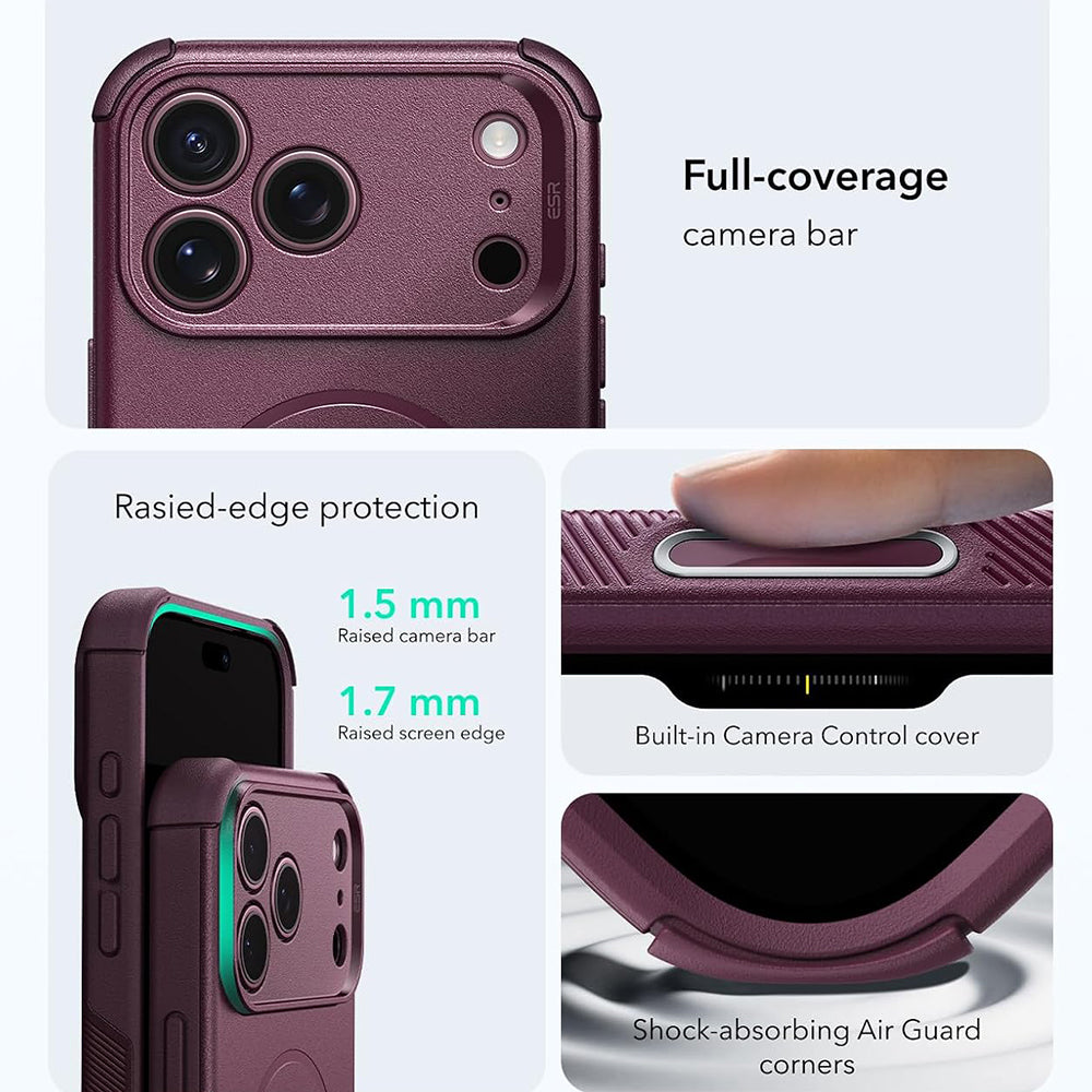 MagSafe Case for Apple iPhone 18 Pro Max / 17 Pro Max, ESR, Cyber, Dark Satin Burgundy
