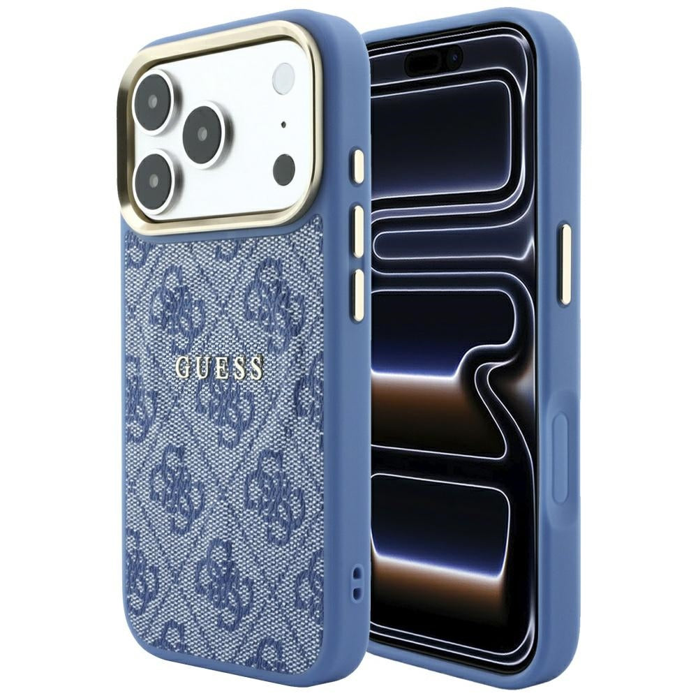MagSafe Case for Apple iPhone 18 Pro Max / 17 Pro Max, Guess, 4G Embossed Classic, Blue