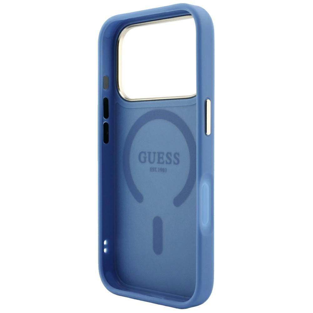 MagSafe Case for Apple iPhone 18 Pro Max / 17 Pro Max, Guess, 4G Embossed Classic, Blue