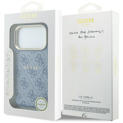 MagSafe Case for Apple iPhone 18 Pro Max / 17 Pro Max, Guess, 4G Embossed Classic, Blue