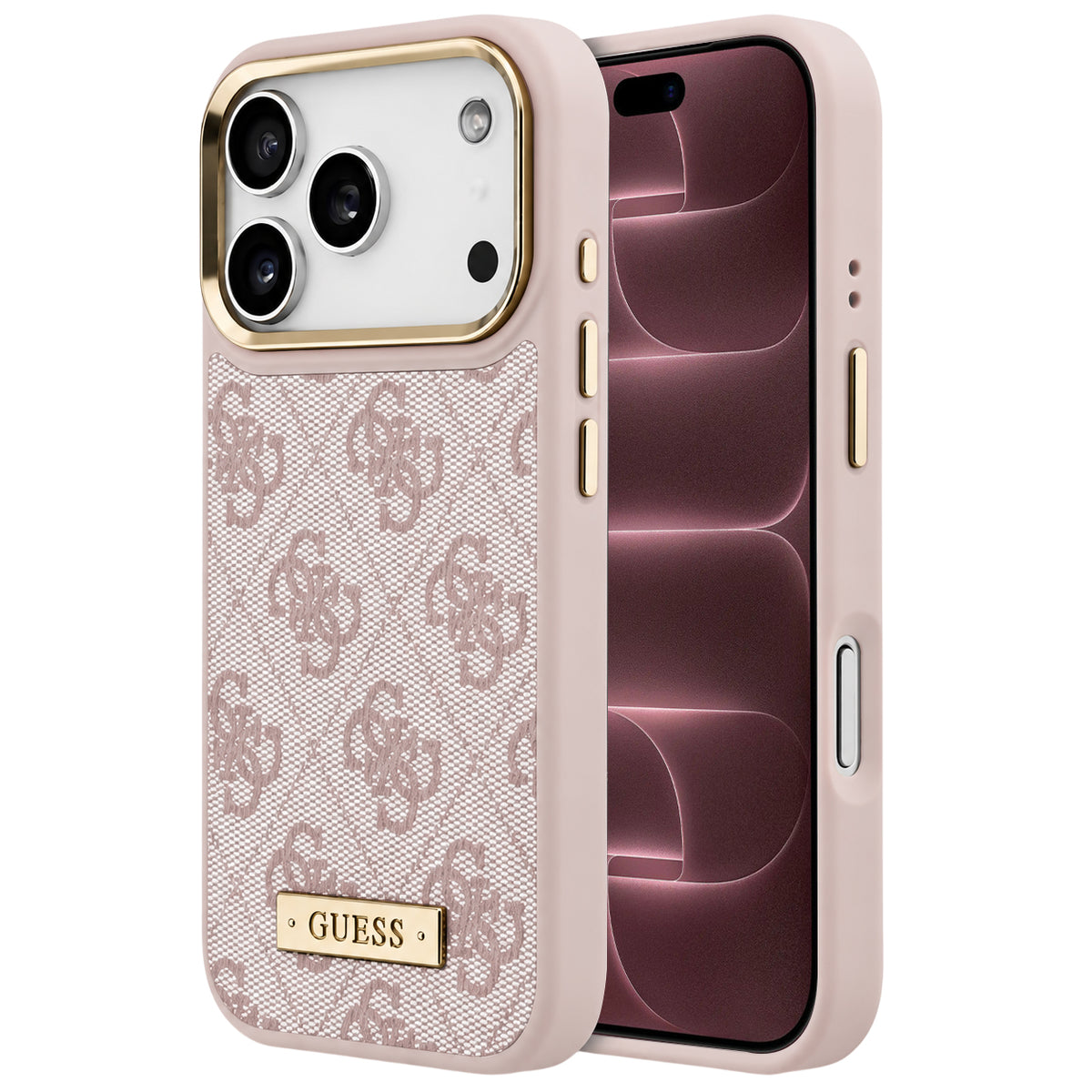 MagSafe Case for Apple iPhone 18 Pro Max / 17 Pro Max, Guess, 4G Logo Plate, Pink