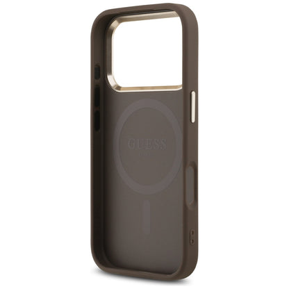 MagSafe Case for Apple iPhone 18 Pro Max / 17 Pro Max, Guess, 4G Triangle Logo, Brown