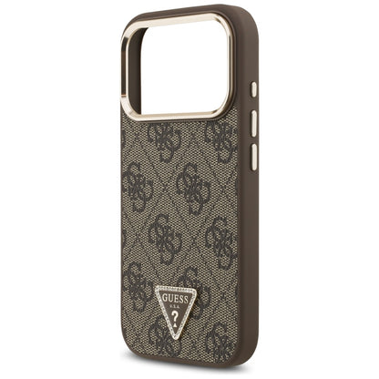 MagSafe Case for Apple iPhone 18 Pro Max / 17 Pro Max, Guess, 4G Triangle Logo, Brown