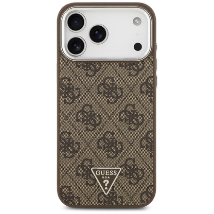 MagSafe Case for Apple iPhone 18 Pro Max / 17 Pro Max, Guess, 4G Triangle Logo, Silver Brown