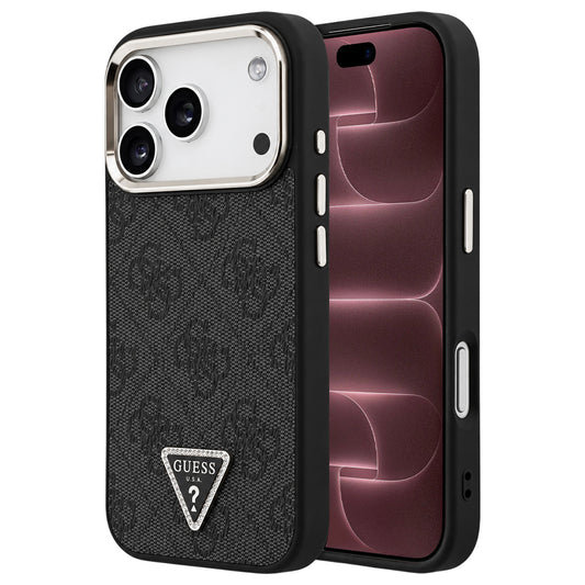 MagSafe Case for Apple iPhone 18 Pro Max / 17 Pro Max, Guess, 4G Triangle Logo, Black and Gold