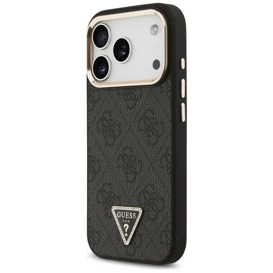 MagSafe Case for Apple iPhone 18 Pro Max / 17 Pro Max, Guess, 4G Triangle Logo, Black and Gold