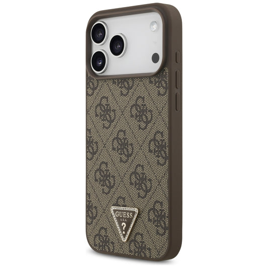 MagSafe Case for Apple iPhone 18 Pro Max / 17 Pro Max, Guess, 4G Triangle Strass, Brown