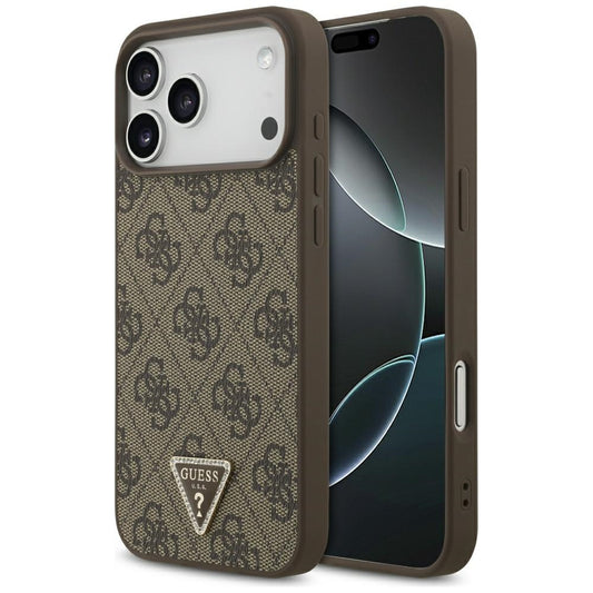 MagSafe Case for Apple iPhone 18 Pro Max / 17 Pro Max, Guess, 4G Triangle Strass, Brown