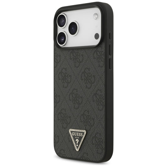 MagSafe Case for Apple iPhone 18 Pro Max / 17 Pro Max, Guess, 4G Triangle Strass, Black