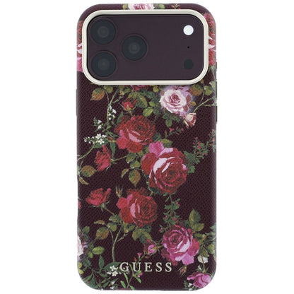 MagSafe Case for Apple iPhone 18 Pro Max / 17 Pro Max, Guess, Blossom Roses Print, Burgundy