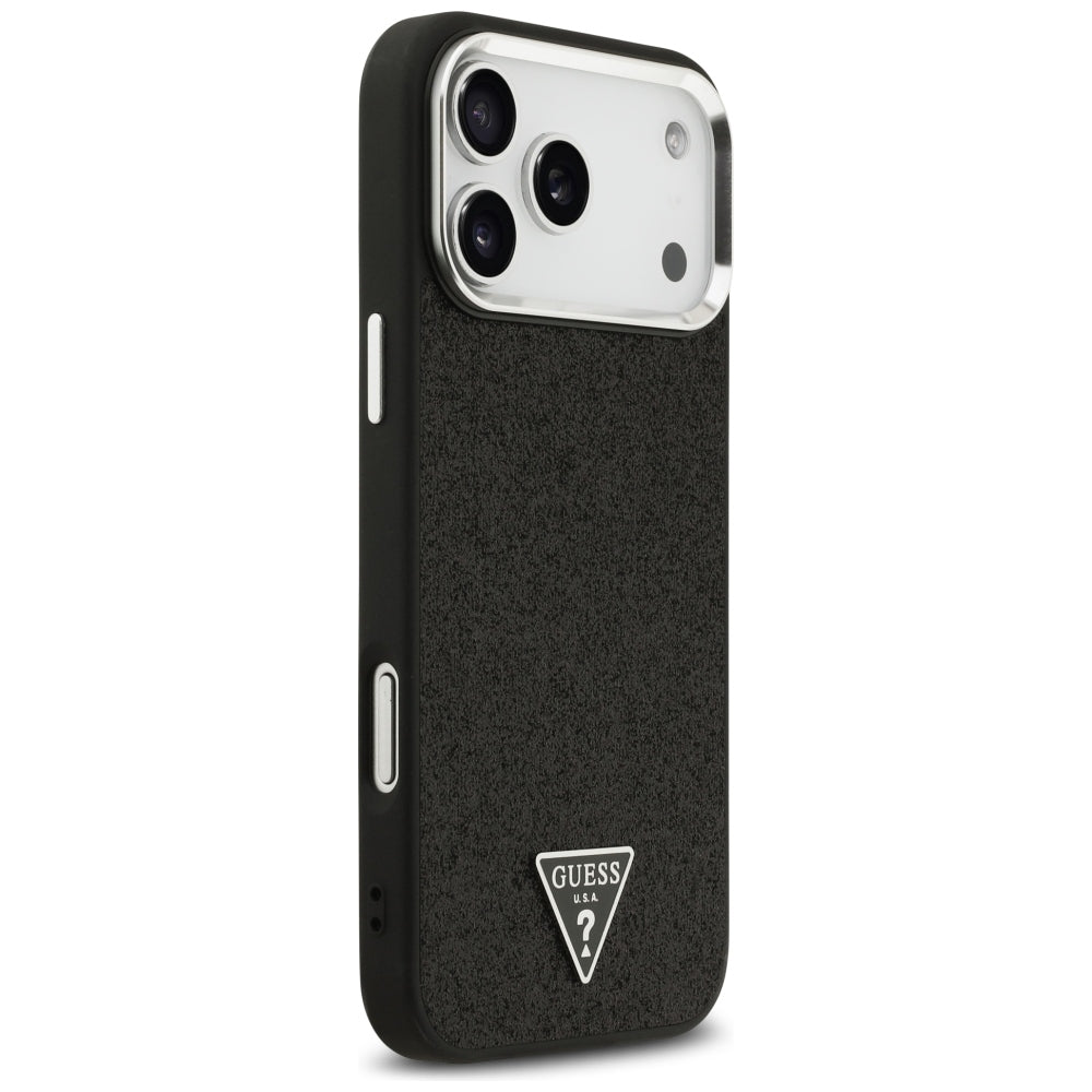 MagSafe Case for Apple iPhone 18 Pro Max / 17 Pro Max, Guess, Glitter Triangle Logo, Black