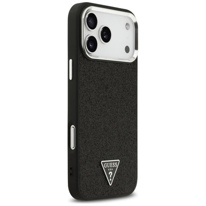 MagSafe Case for Apple iPhone 18 Pro Max / 17 Pro Max, Guess, Glitter Triangle Logo, Black