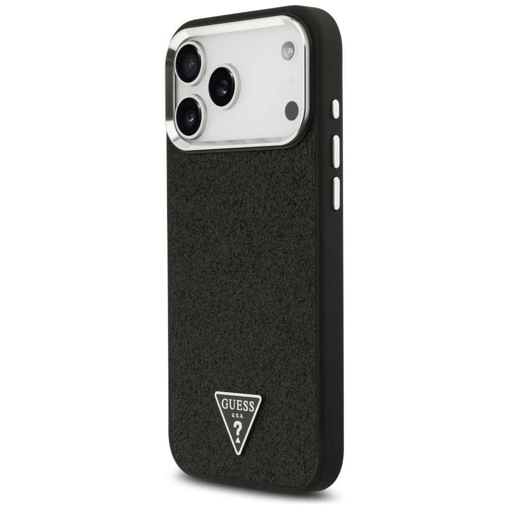 MagSafe Case for Apple iPhone 18 Pro Max / 17 Pro Max, Guess, Glitter Triangle Logo, Black