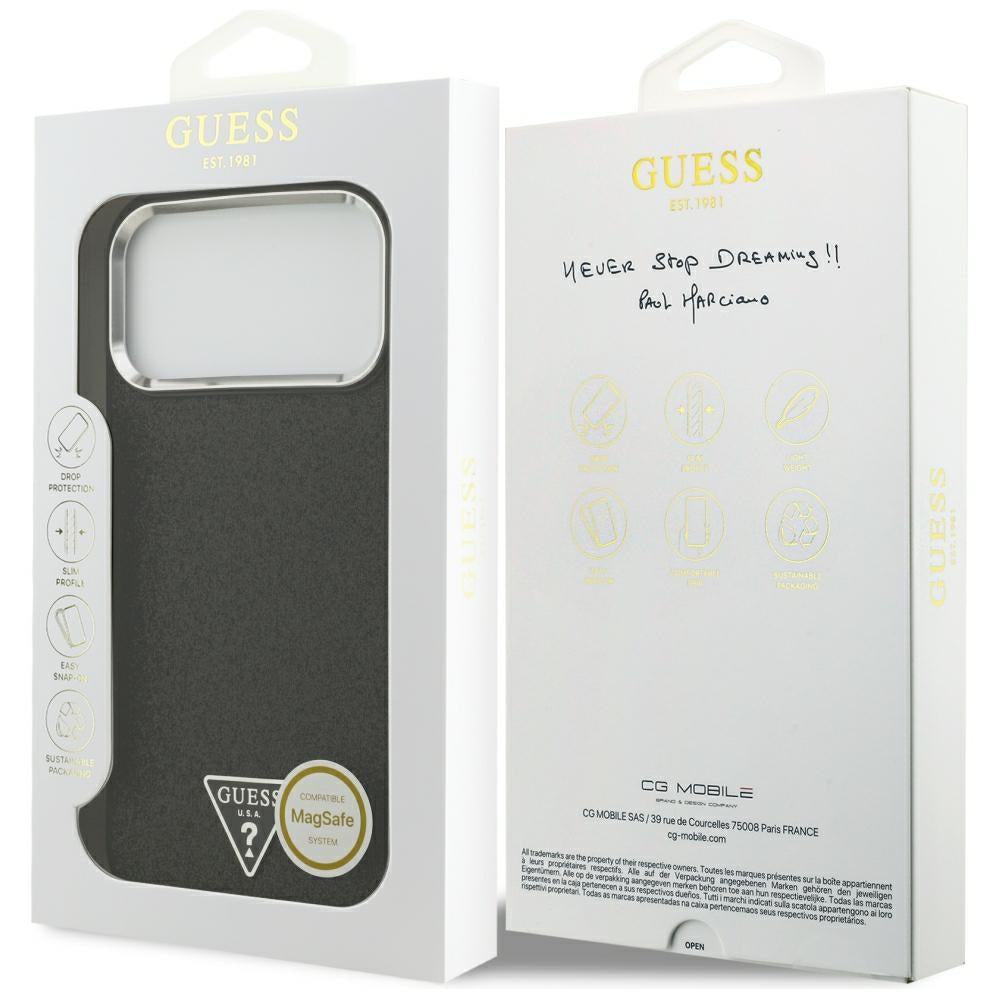 MagSafe Case for Apple iPhone 18 Pro Max / 17 Pro Max, Guess, Glitter Triangle Logo, Black