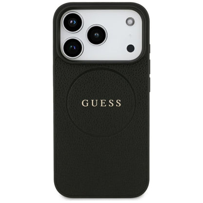 MagSafe Case for Apple iPhone 18 Pro Max / 17 Pro Max, Guess, Grained Gold Ring, Black