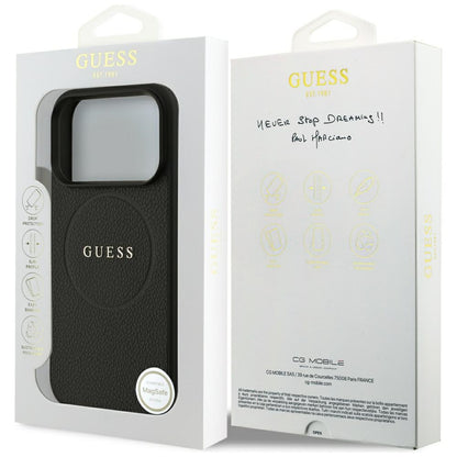 MagSafe Case for Apple iPhone 18 Pro Max / 17 Pro Max, Guess, Grained Gold Ring, Black