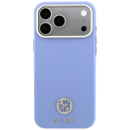 MagSafe Case for Apple iPhone 18 Pro Max / 17 Pro Max, Guess, Grained Round Strass Logo, Blue
