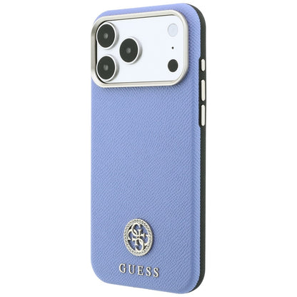 MagSafe Case for Apple iPhone 18 Pro Max / 17 Pro Max, Guess, Grained Round Strass Logo, Blue