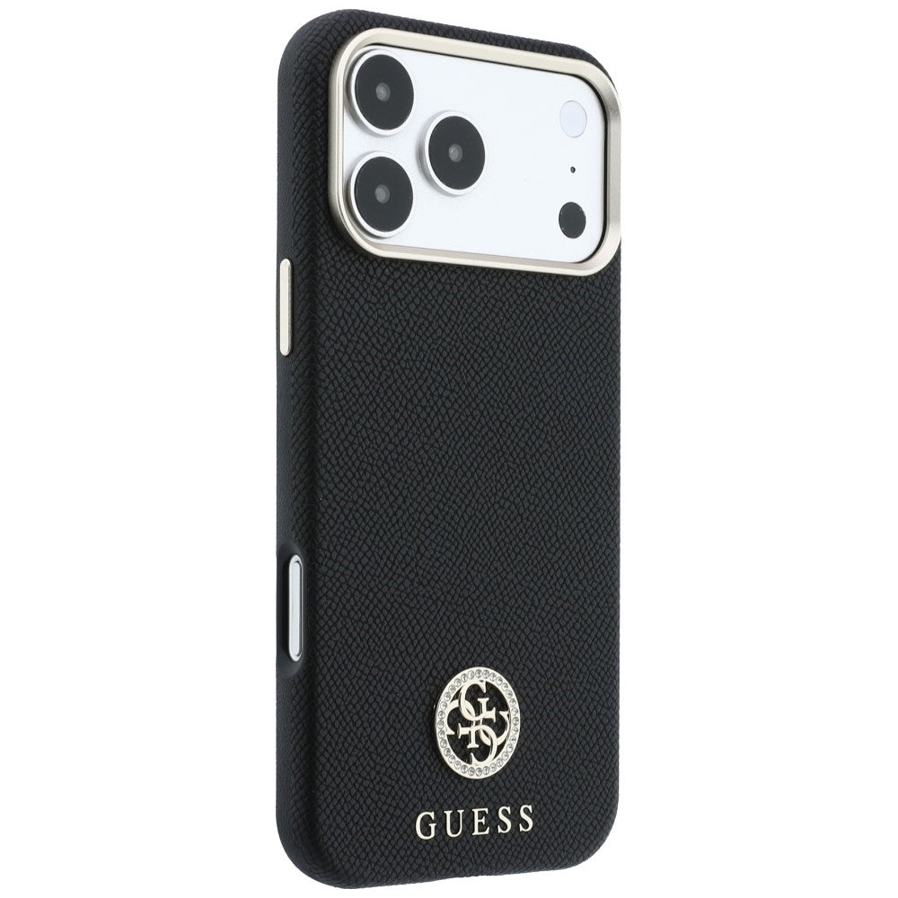 MagSafe Case for Apple iPhone 18 Pro Max / 17 Pro Max, Guess, Grained Round Strass Logo, Black