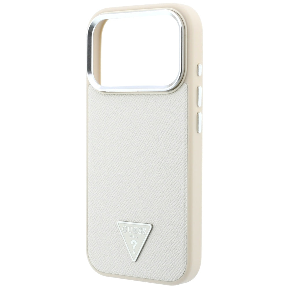 MagSafe Case for Apple iPhone 18 Pro Max / 17 Pro Max, Guess, Grained Triangle Logo, Beige