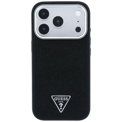 MagSafe Case for Apple iPhone 18 Pro Max / 17 Pro Max, Guess, Grained Triangle Logo, Black