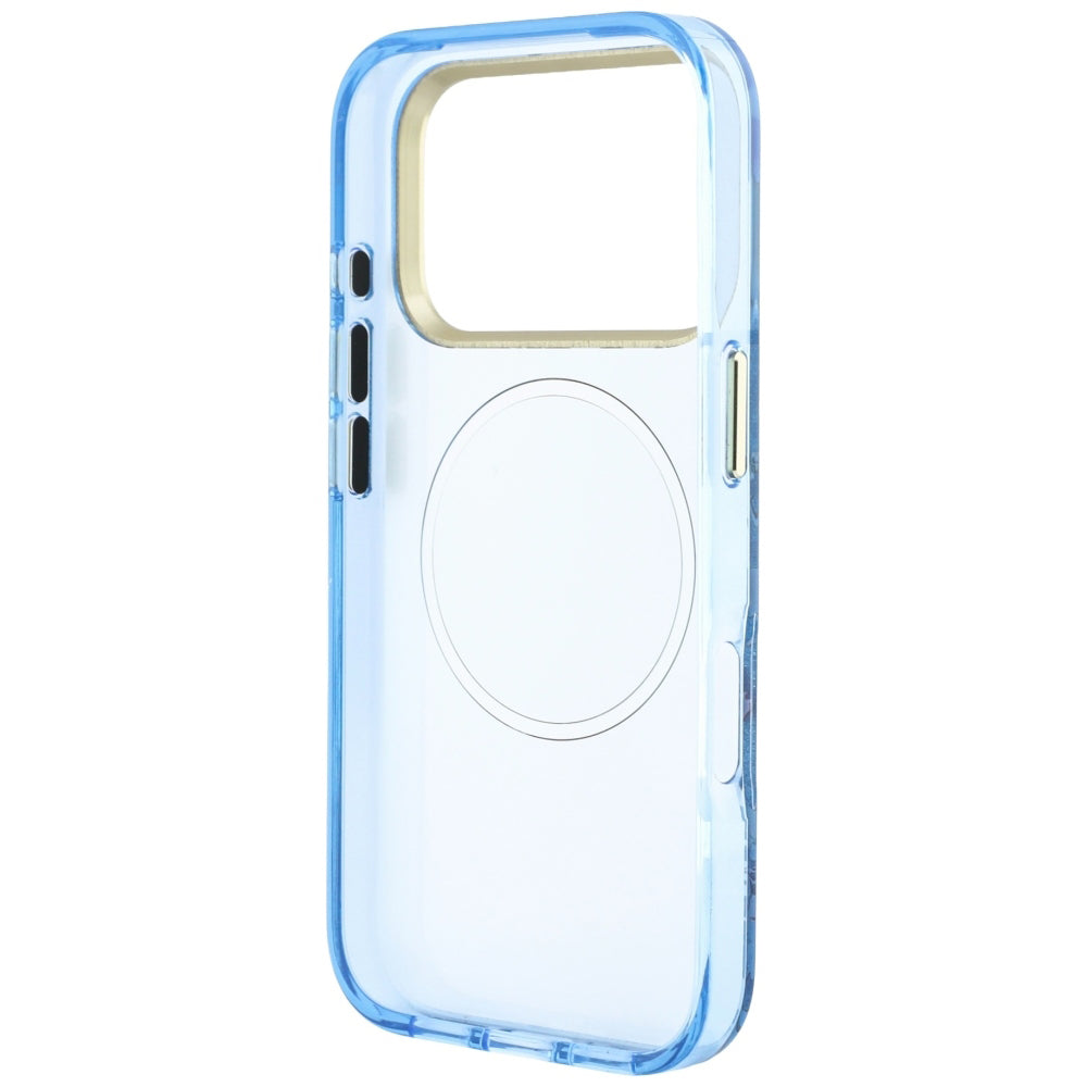 MagSafe Case for Apple iPhone 18 Pro Max / 17 Pro Max, Guess, IML Glitter Blossom Roses, Blue