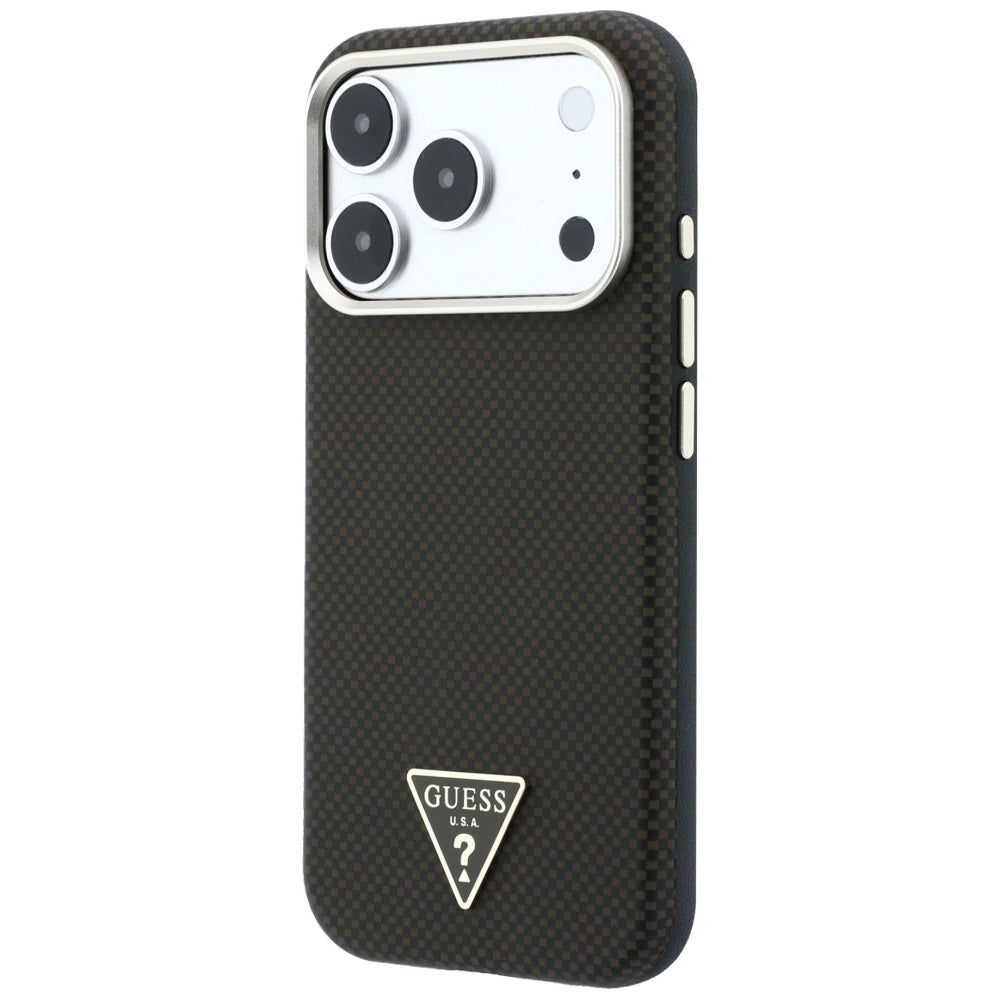 MagSafe Case for Apple iPhone 18 Pro Max / 17 Pro Max, Guess, Kevlar Triangle Logo, Brown