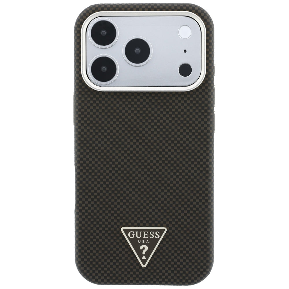 MagSafe Case for Apple iPhone 18 Pro Max / 17 Pro Max, Guess, Kevlar Triangle Logo, Brown