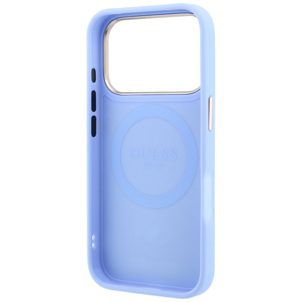 MagSafe Case for Apple iPhone 18 Pro Max / 17 Pro Max, Guess, Peony 4G Small Logo, Blue