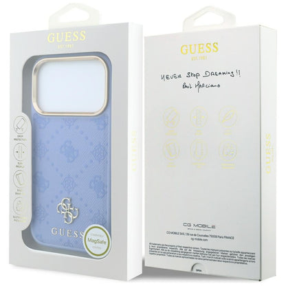 MagSafe Case for Apple iPhone 18 Pro Max / 17 Pro Max, Guess, Peony 4G Small Logo, Blue