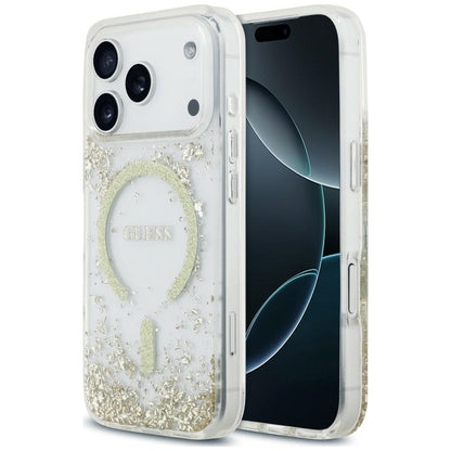 MagSafe Case for Apple iPhone 18 Pro Max / 17 Pro Max, Guess, Resin Bottom Glitter, Gold