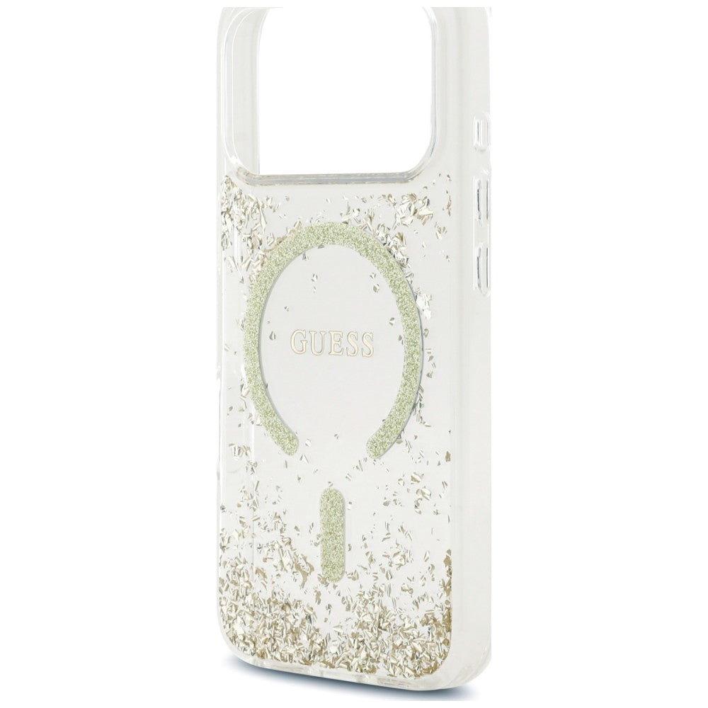 MagSafe Case for Apple iPhone 18 Pro Max / 17 Pro Max, Guess, Resin Bottom Glitter, Gold