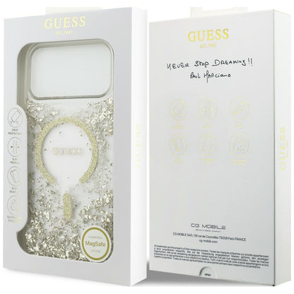 MagSafe Case for Apple iPhone 18 Pro Max / 17 Pro Max, Guess, Resin Bottom Glitter, Gold