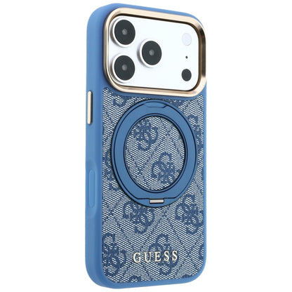 MagSafe Case for Apple iPhone 18 Pro Max / 17 Pro Max, Guess, Ring Stand 360 4G Classic Logo, Blue