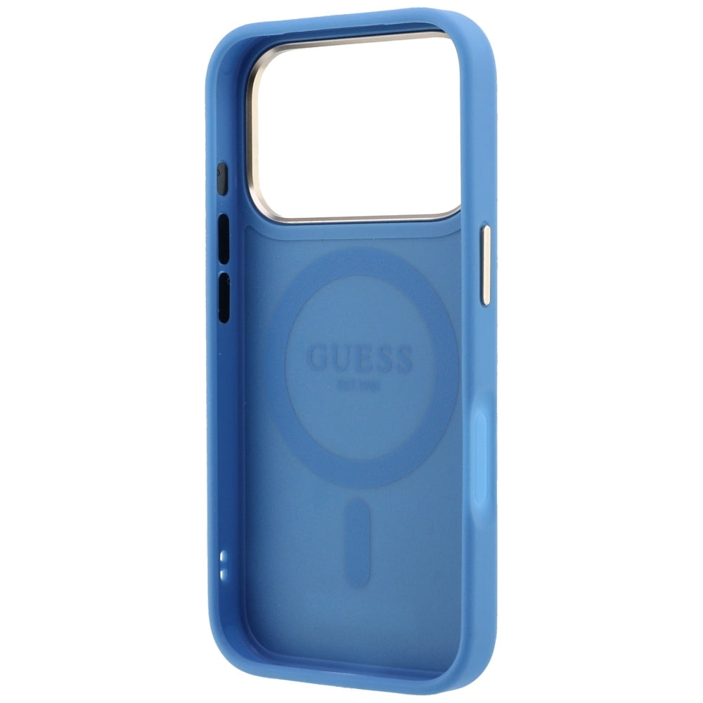 MagSafe Case for Apple iPhone 18 Pro Max / 17 Pro Max, Guess, Ring Stand 360 4G Classic Logo, Blue