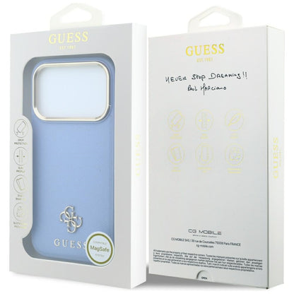 MagSafe Case for Apple iPhone 18 Pro Max / 17 Pro Max, Guess, Saffiano Small 4G Classic, Blue