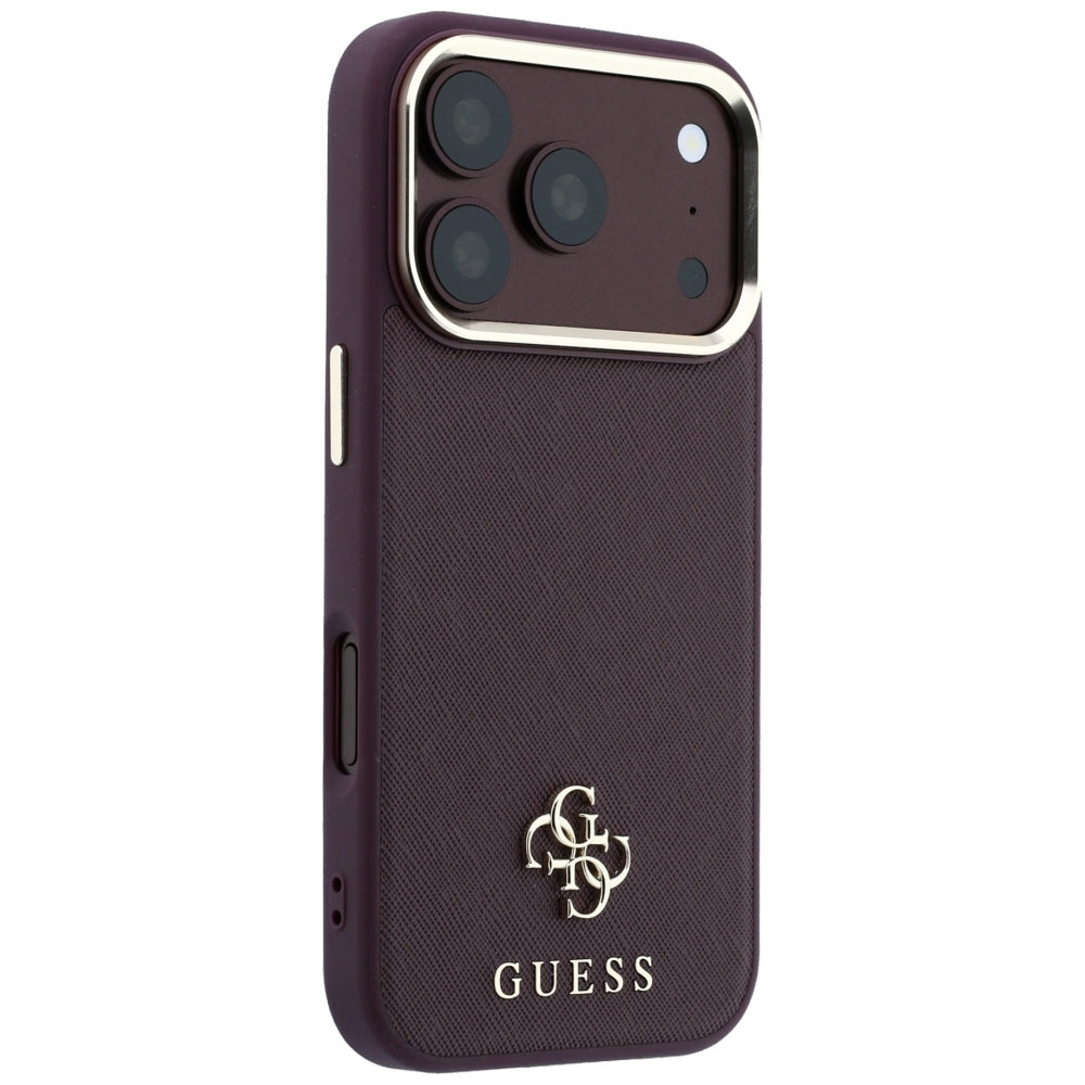 MagSafe Case for Apple iPhone 18 Pro Max / 17 Pro Max, Guess, Saffiano Small 4G Classic, Burgundy