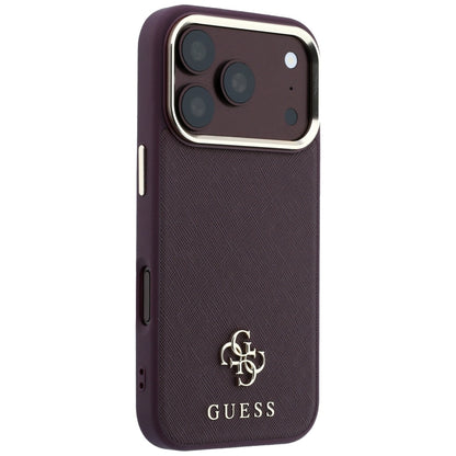 MagSafe Case for Apple iPhone 18 Pro Max / 17 Pro Max, Guess, Saffiano Small 4G Classic, Burgundy