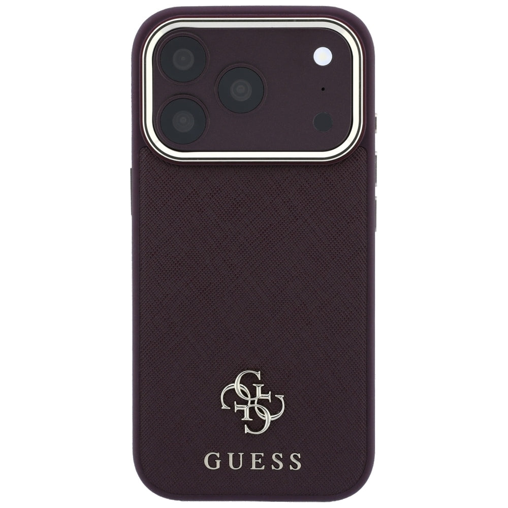 MagSafe Case for Apple iPhone 18 Pro Max / 17 Pro Max, Guess, Saffiano Small 4G Classic, Burgundy
