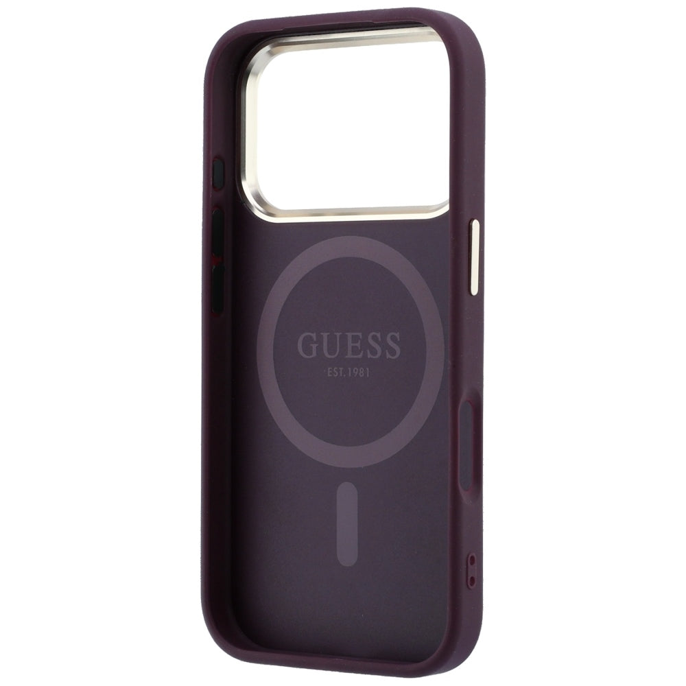 MagSafe Case for Apple iPhone 18 Pro Max / 17 Pro Max, Guess, Saffiano Small 4G Classic, Burgundy