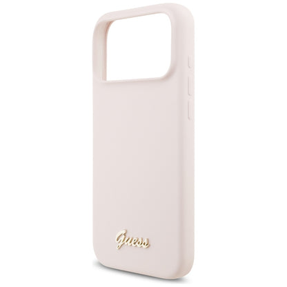 MagSafe Case for Apple iPhone 18 Pro Max / 17 Pro Max, Guess, Script Metal Logo, Pink