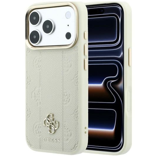 MagSafe Case for Apple iPhone 18 Pro Max / 17 Pro Max, Guess, Stripe Peony 4G, Beige