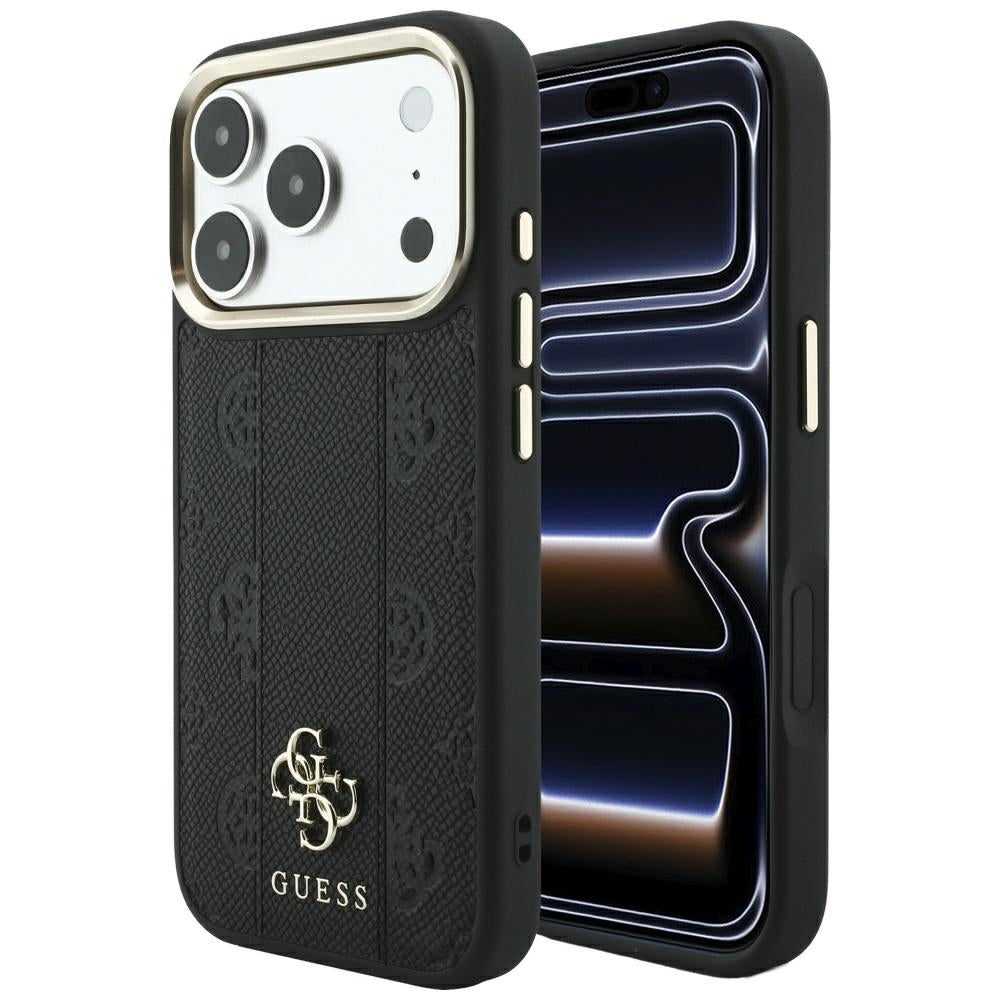 MagSafe Case for Apple iPhone 18 Pro Max / 17 Pro Max, Guess, Stripe Peony 4G, Black