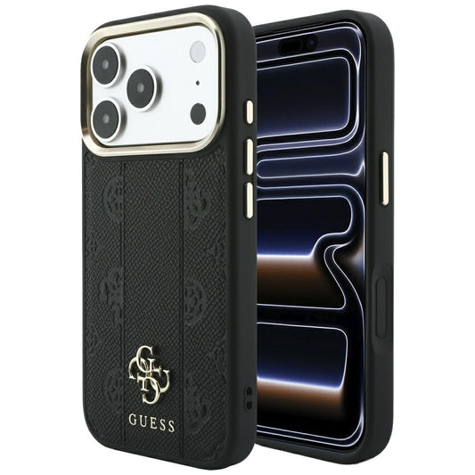 MagSafe Case for Apple iPhone 18 Pro Max / 17 Pro Max, Guess, Stripe Peony 4G, Black