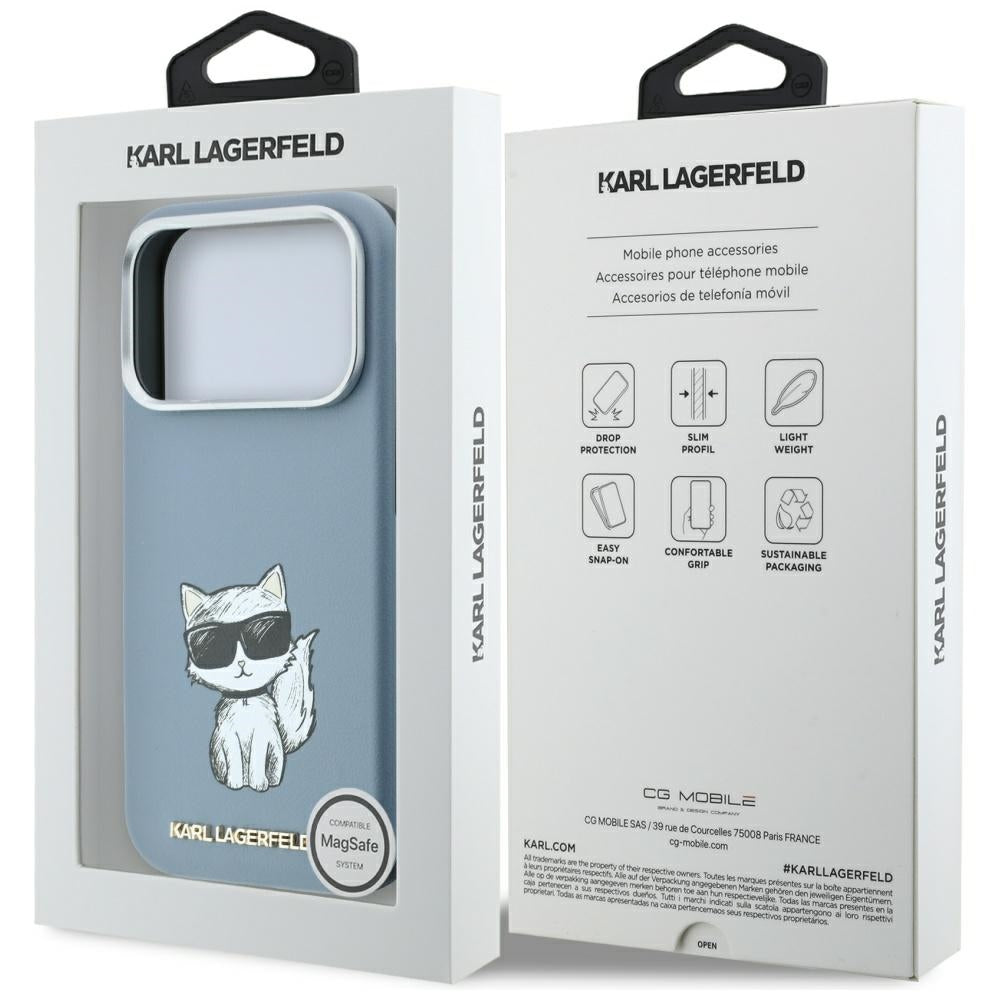 MagSafe Case for Apple iPhone 18 Pro Max / 17 Pro Max, Karl Lagerfeld, Choupette Sketch, Blue
