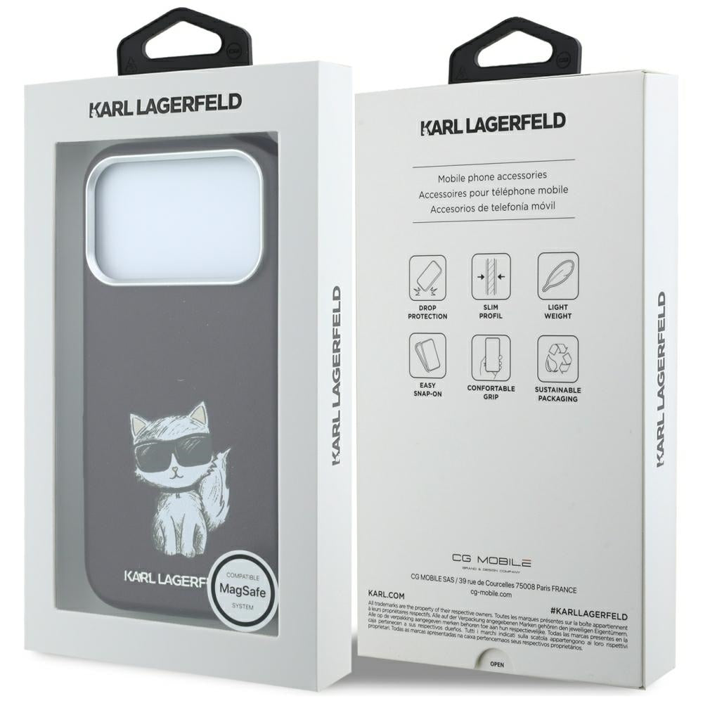 MagSafe Case for Apple iPhone 18 Pro Max / 17 Pro Max, Karl Lagerfeld, Choupette Sketch, Burgundy