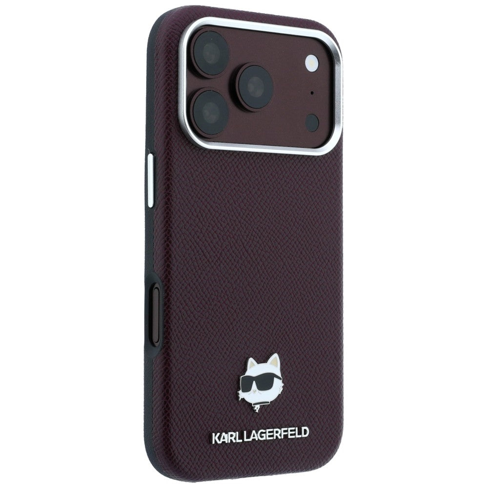 MagSafe Case for Apple iPhone 18 Pro Max / 17 Pro Max, Karl Lagerfeld, Grained Choupette Head, Burgundy