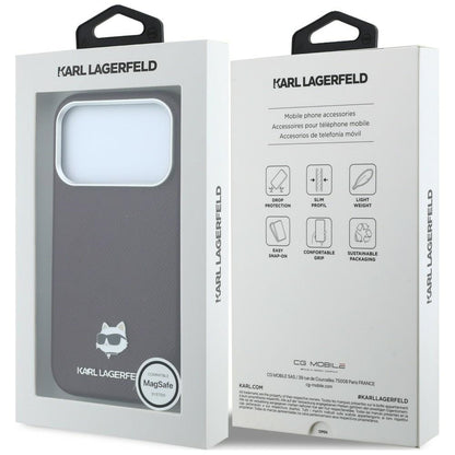 MagSafe Case for Apple iPhone 18 Pro Max / 17 Pro Max, Karl Lagerfeld, Grained Choupette Head, Burgundy